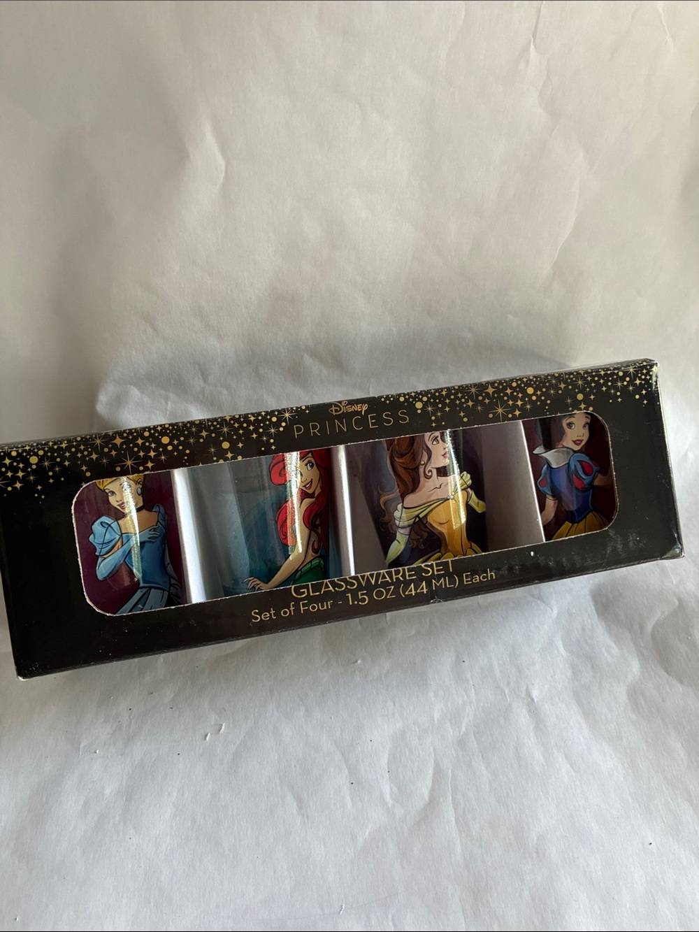 Disney Princess Shot Glass Set Cinderella Ariel Belle Snow White Set of 4